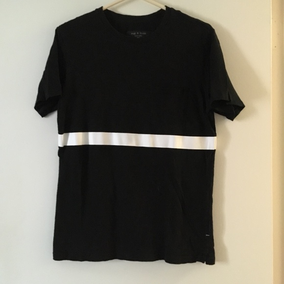RAG & BONE Black + White Graphic Cotton Crew Tee S - Picture 2 of 4
